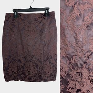 Bebe Brown Brocade Gothic Pencil Mini Skirt Size 0
